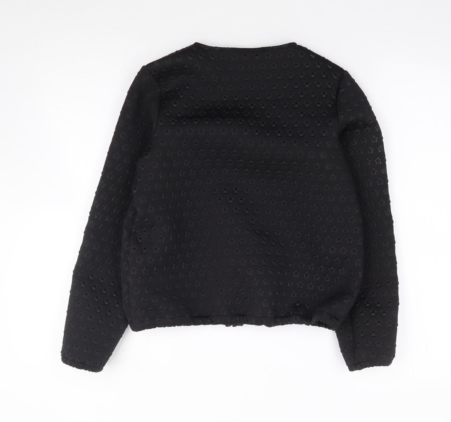 Marks and Spencer Girls Black Geometric Polyester Full Zip Sweatshirt Size 12-13 Years  Zip - Star