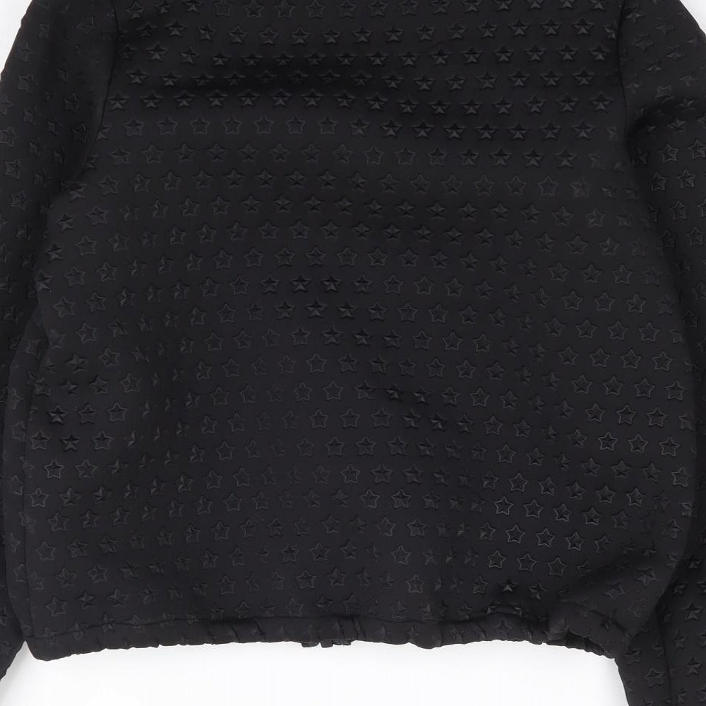 Marks and Spencer Girls Black Geometric Polyester Full Zip Sweatshirt Size 12-13 Years  Zip - Star