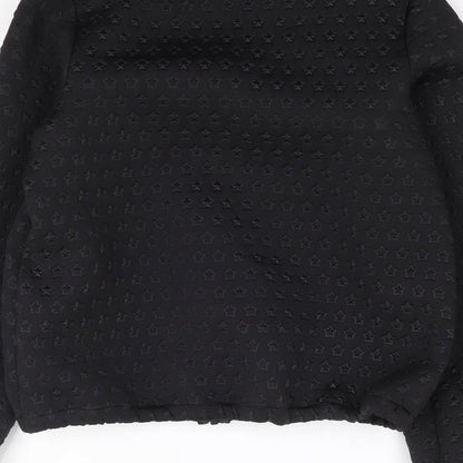 Marks and Spencer Girls Black Geometric Polyester Full Zip Sweatshirt Size 12-13 Years  Zip - Star