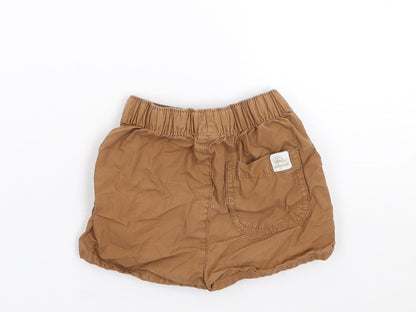 Tu  Boys Brown  100% Cotton Cropped Trousers Size 12-18 Months  Drawstring