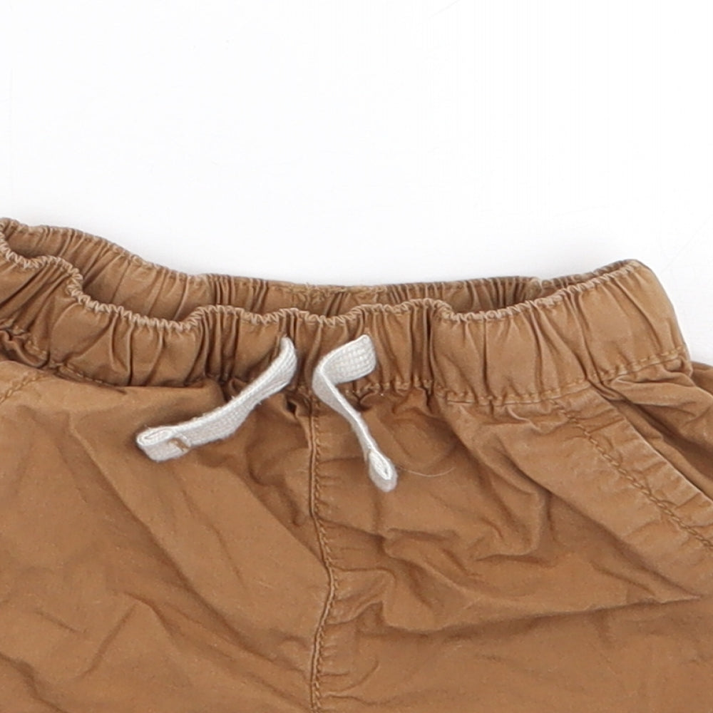 Tu  Boys Brown  100% Cotton Cropped Trousers Size 12-18 Months  Drawstring