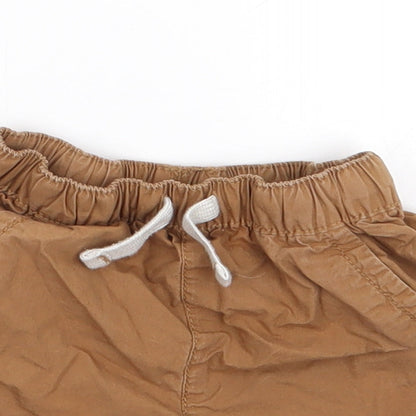 Tu  Boys Brown  100% Cotton Cropped Trousers Size 12-18 Months  Drawstring
