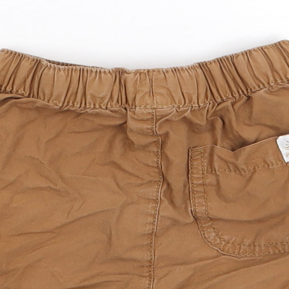 Tu  Boys Brown  100% Cotton Cropped Trousers Size 12-18 Months  Drawstring