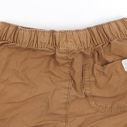 Tu  Boys Brown  100% Cotton Cropped Trousers Size 12-18 Months  Drawstring