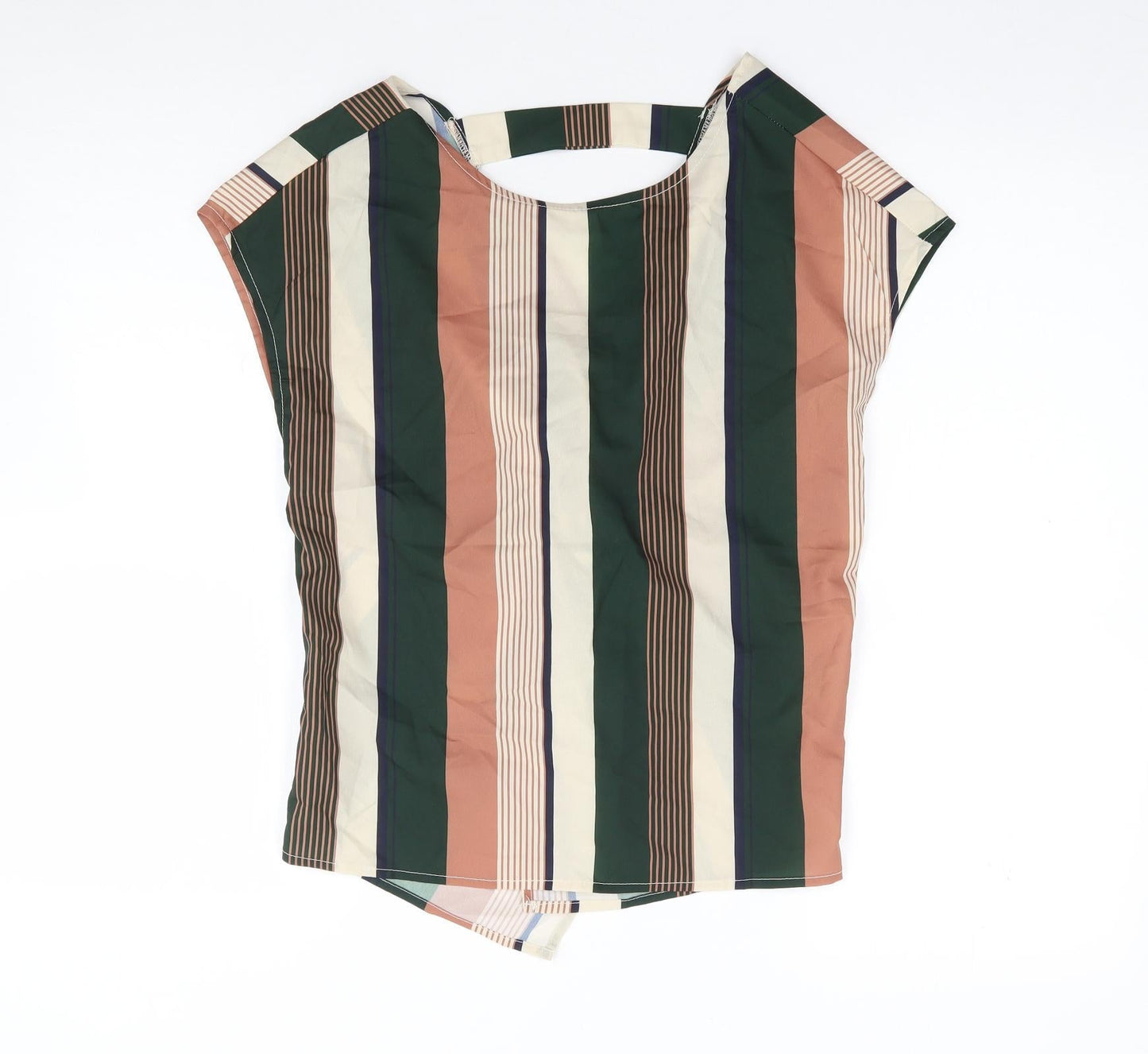 SheIn Womens Multicoloured Striped Polyester Jersey Blouse Size XS Round Neck