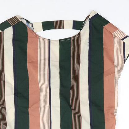 SheIn Womens Multicoloured Striped Polyester Jersey Blouse Size XS Round Neck