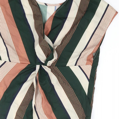 SheIn Womens Multicoloured Striped Polyester Jersey Blouse Size XS Round Neck