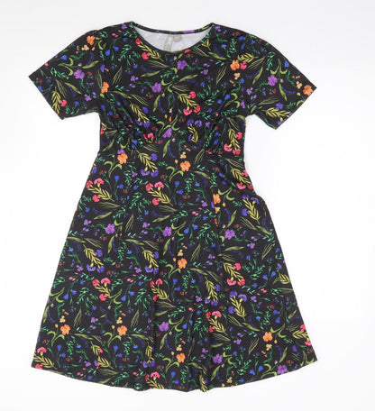 ASOS Womens Multicoloured Floral Polyester Skater Dress  Size 8  Crew Neck Pullover