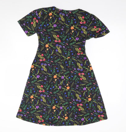ASOS Womens Multicoloured Floral Polyester Skater Dress  Size 8  Crew Neck Pullover