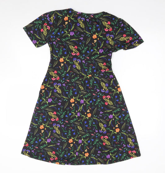 ASOS Womens Multicoloured Floral Polyester Skater Dress  Size 8  Crew Neck Pullover