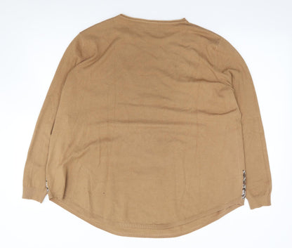 Evis  Womens Brown Crew Neck  Viscose Pullover Jumper Size L