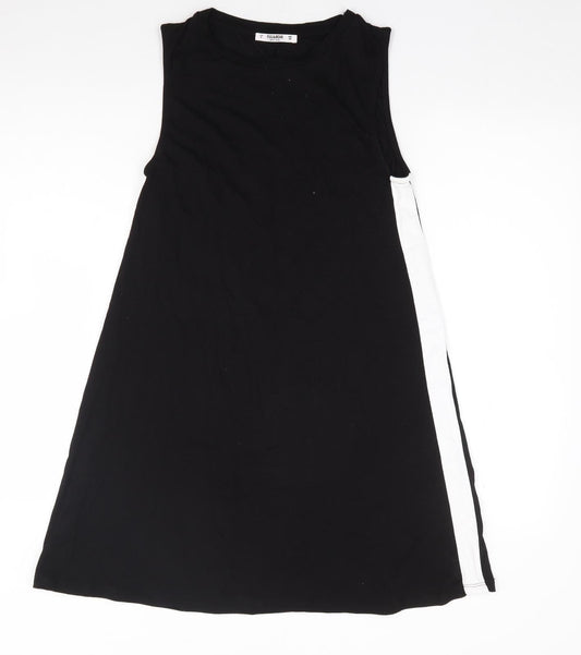 Pull & Bear Womens Black  Viscose Tank Dress  Size S  Crew Neck Pullover