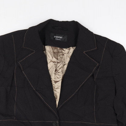 Papaya Womens Brown Geometric Polyester Jacket Suit Jacket Size M