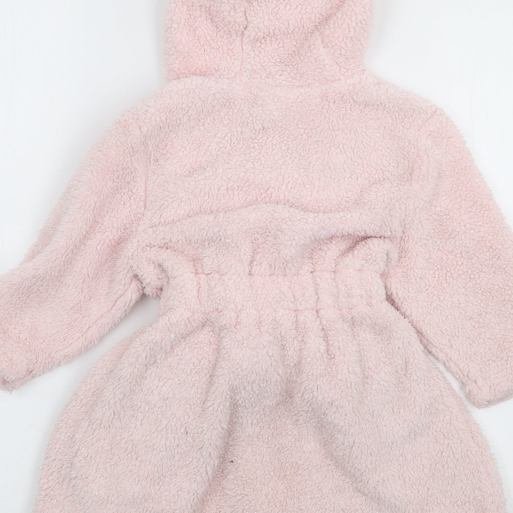 George Girls Pink Solid Polyester Robe  Size 12-18 Months  Drawstring - Peppa Pig