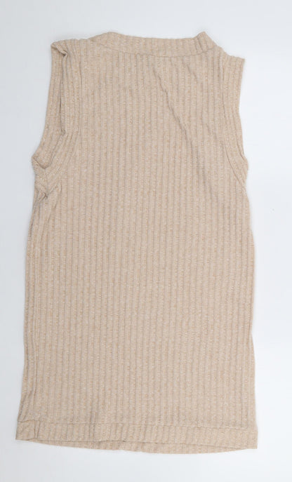ASOS Womens Beige  Polyester Tank Dress  Size 10  Round Neck Pullover
