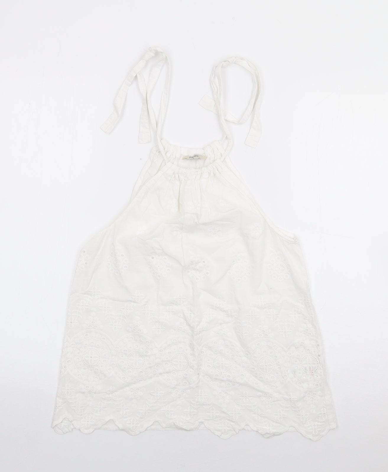 Papaya Womens Ivory  100% Cotton Camisole Tank Size 8 Crew Neck