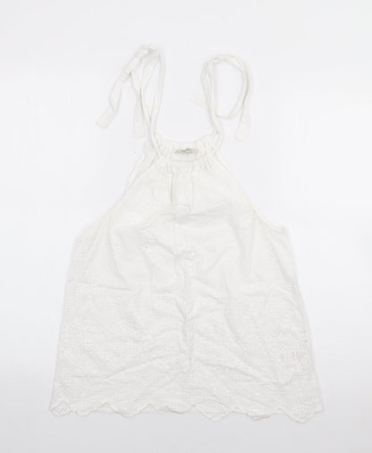 Papaya Womens Ivory  100% Cotton Camisole Tank Size 8 Crew Neck