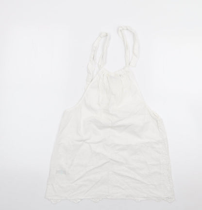 Papaya Womens Ivory  100% Cotton Camisole Tank Size 8 Crew Neck