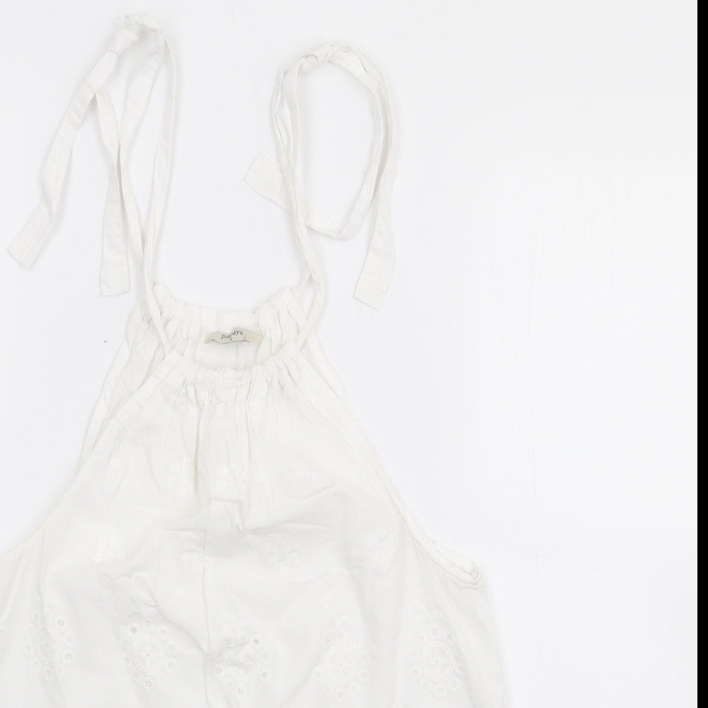 Papaya Womens Ivory  100% Cotton Camisole Tank Size 8 Crew Neck