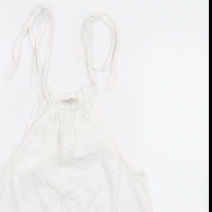 Papaya Womens Ivory  100% Cotton Camisole Tank Size 8 Crew Neck