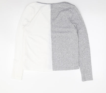 SheIn Womens Grey  Polyester Jersey T-Shirt Size M V-Neck