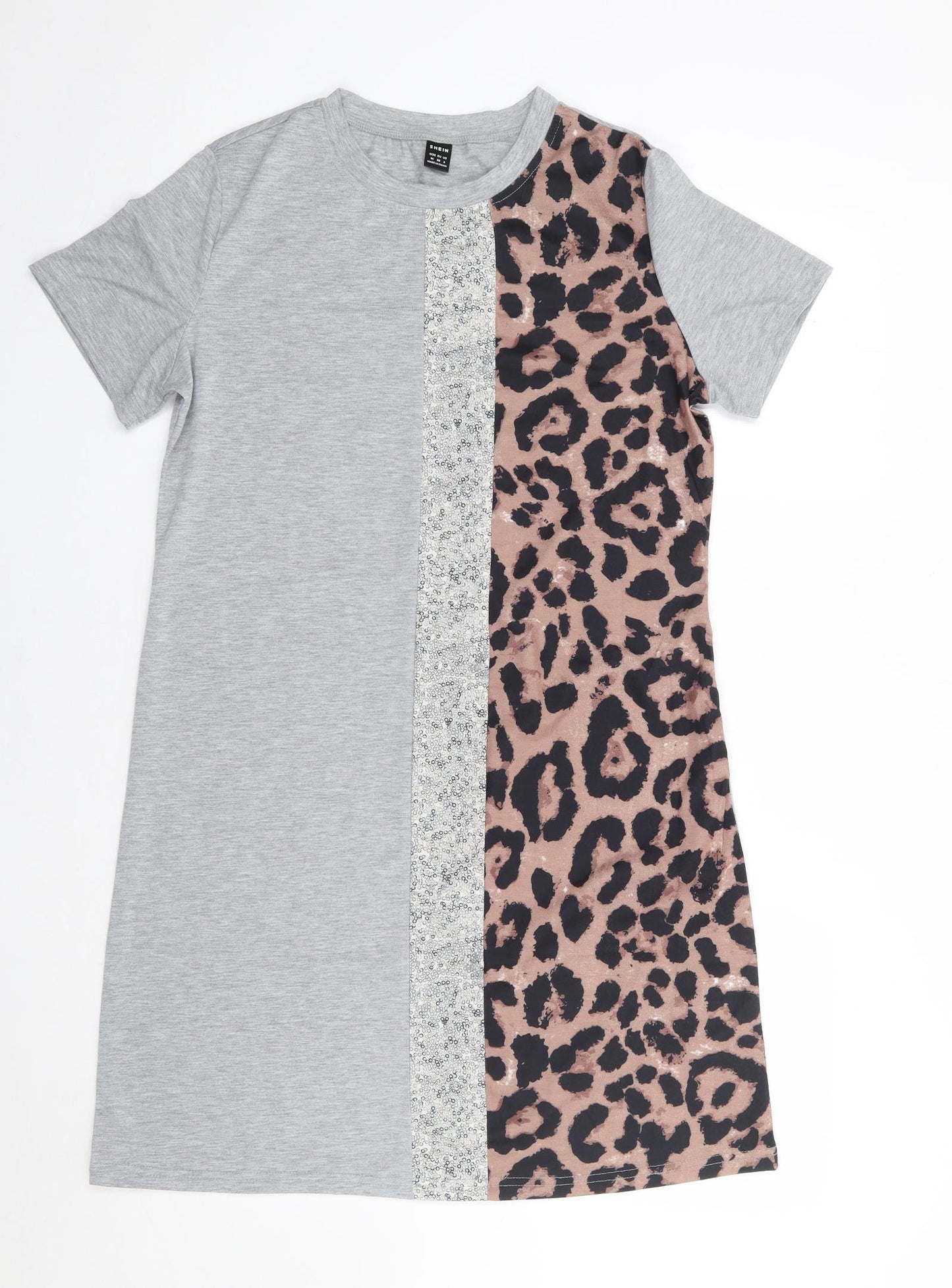 SheIn Womens Multicoloured Geometric Polyester T-Shirt Dress  Size M  Crew Neck Pullover