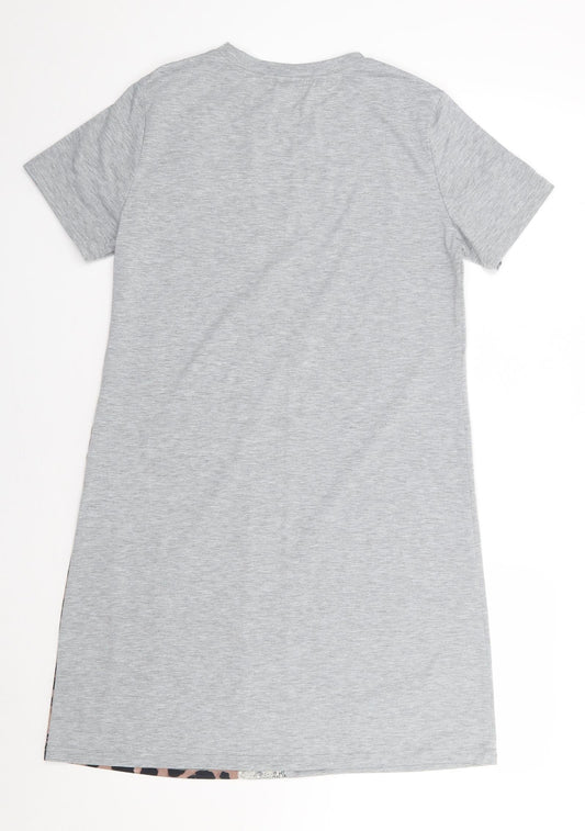 SheIn Womens Multicoloured Geometric Polyester T-Shirt Dress  Size M  Crew Neck Pullover