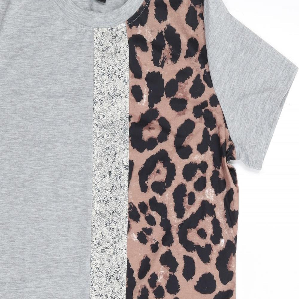 SheIn Womens Multicoloured Geometric Polyester T-Shirt Dress  Size M  Crew Neck Pullover