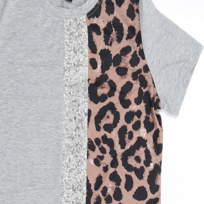 SheIn Womens Multicoloured Geometric Polyester T-Shirt Dress  Size M  Crew Neck Pullover