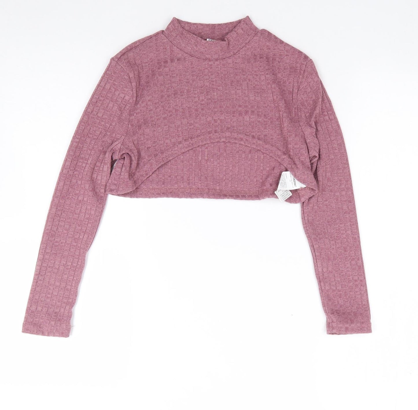 SheIn Girls Pink  Polyester Cropped T-Shirt Size 10 Years Mock Neck Pullover