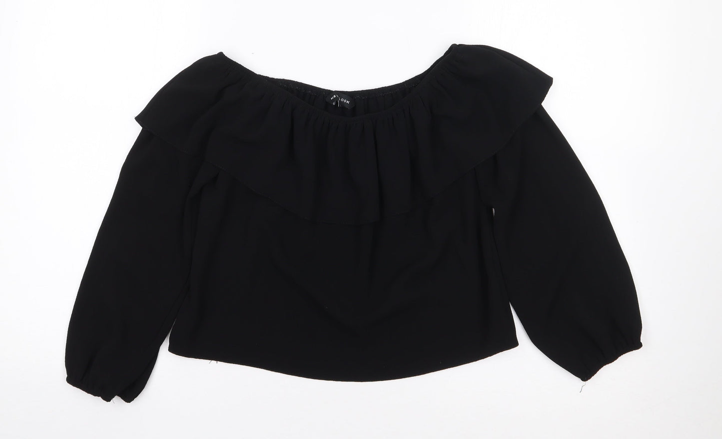 Womens UK Size 8 New Look Black Cropped Blouse