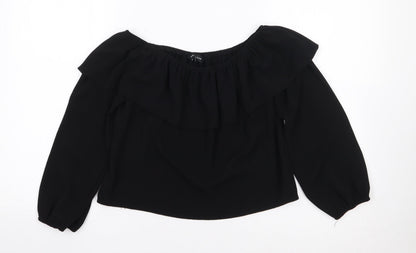 Womens UK Size 8 New Look Black Cropped Blouse