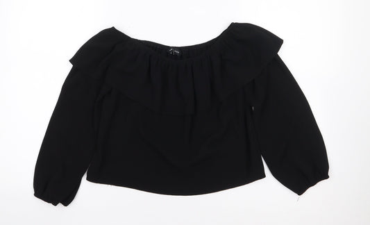 Womens UK Size 8 New Look Black Cropped Blouse