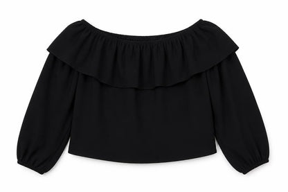 Womens UK Size 8 New Look Black Cropped Blouse