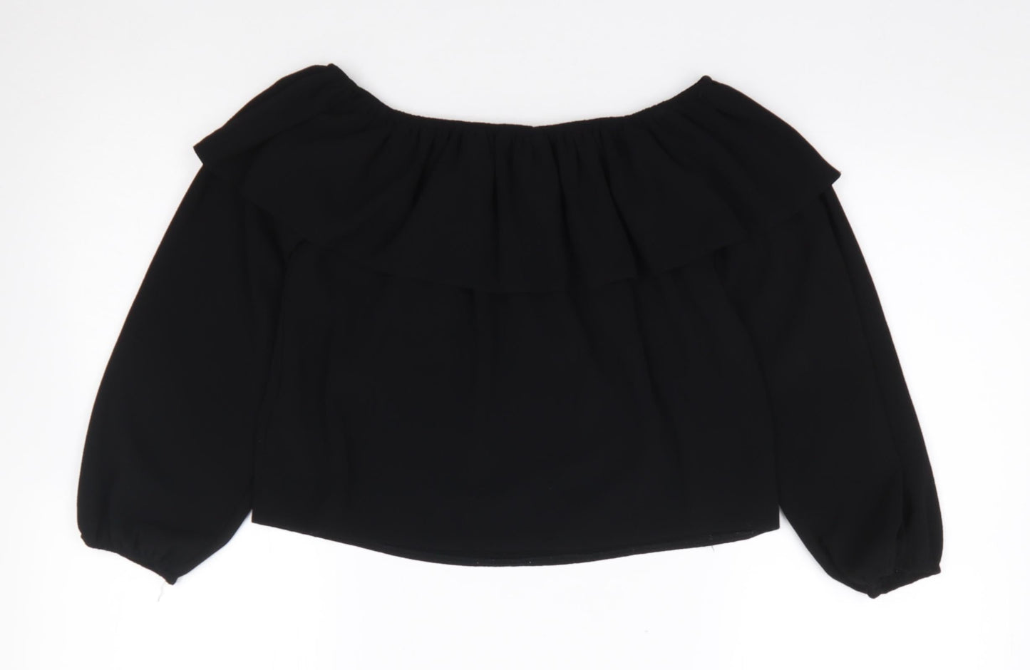Womens UK Size 8 New Look Black Cropped Blouse