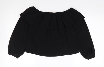 Womens UK Size 8 New Look Black Cropped Blouse