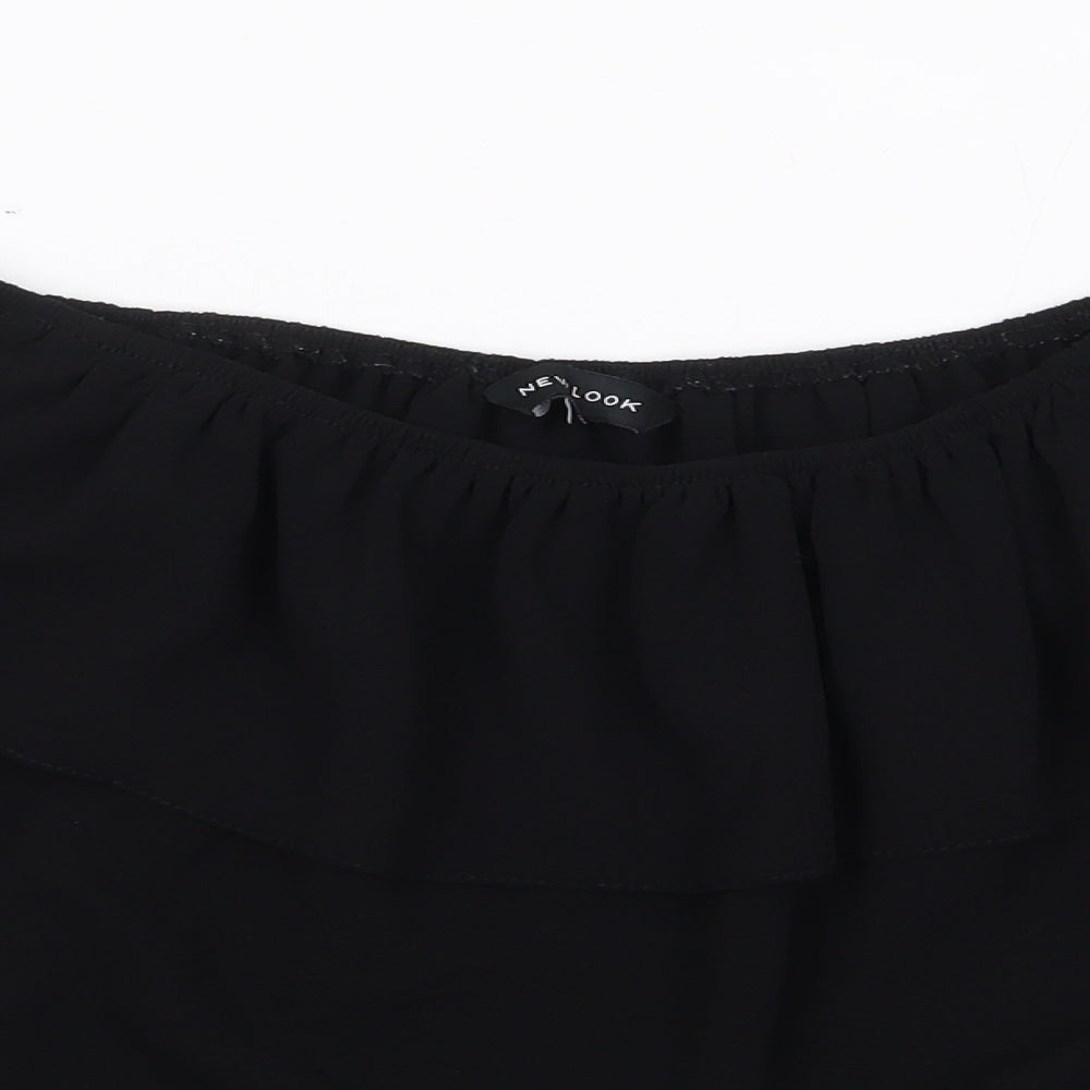 Womens UK Size 8 New Look Black Cropped Blouse