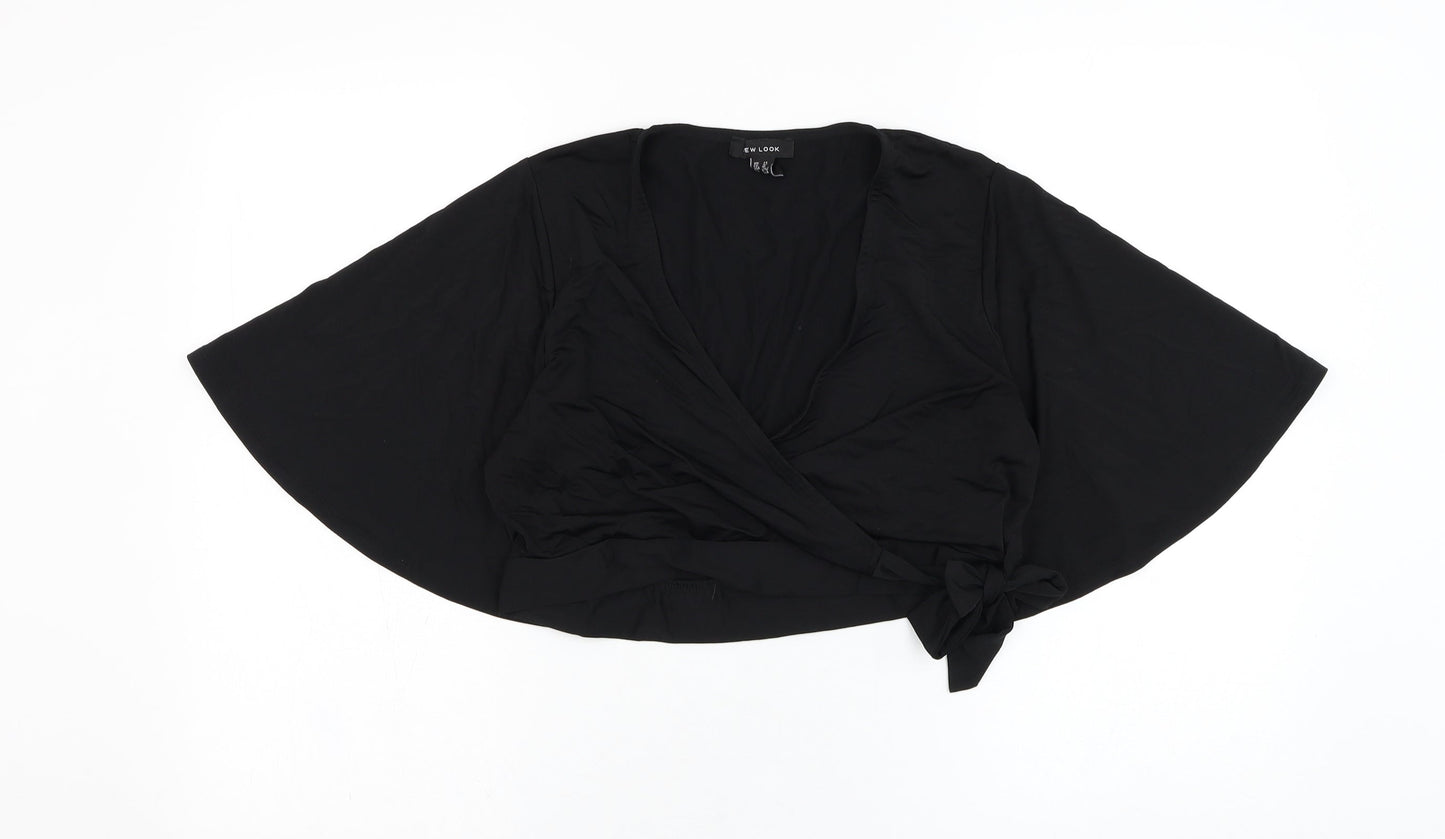 Womens UK Size 14 New Look Black Wrap Blouse