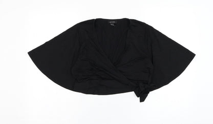 Womens UK Size 14 New Look Black Wrap Blouse