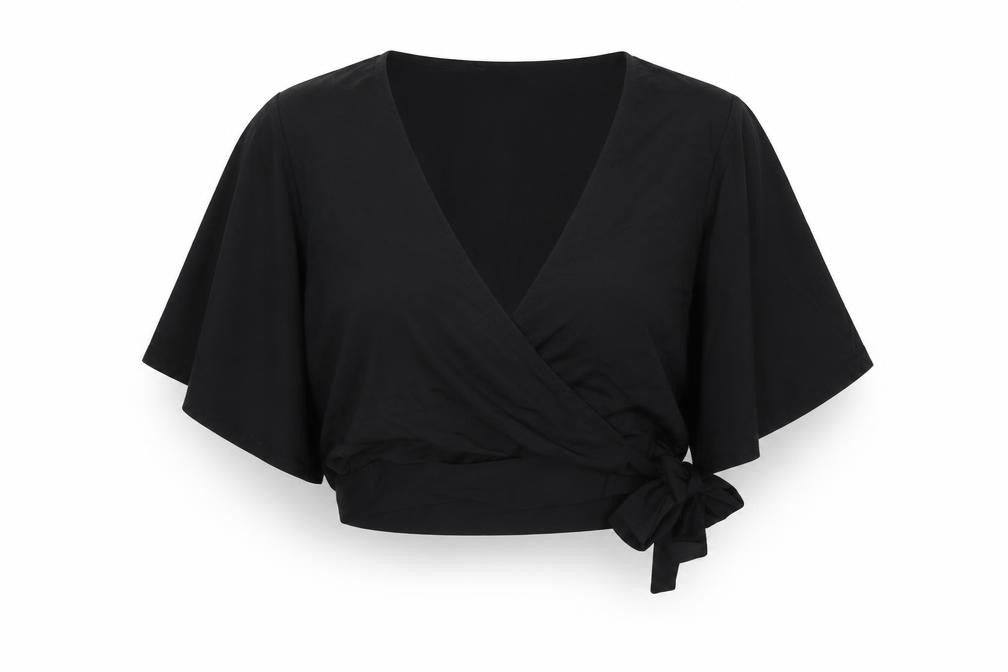 Womens UK Size 14 New Look Black Wrap Blouse