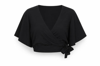 Womens UK Size 14 New Look Black Wrap Blouse