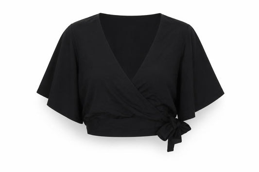 Womens UK Size 14 New Look Black Wrap Blouse