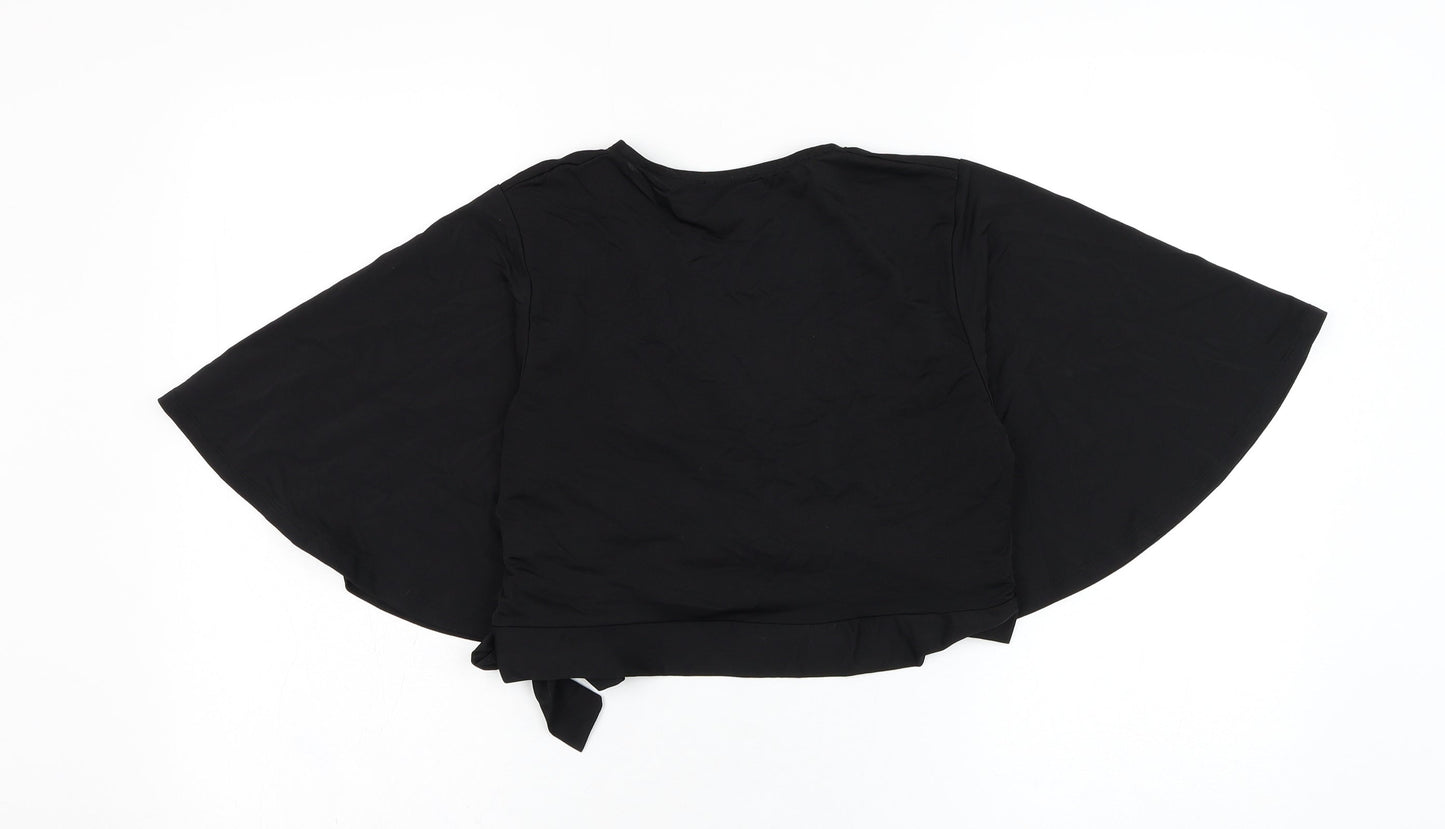 Womens UK Size 14 New Look Black Wrap Blouse