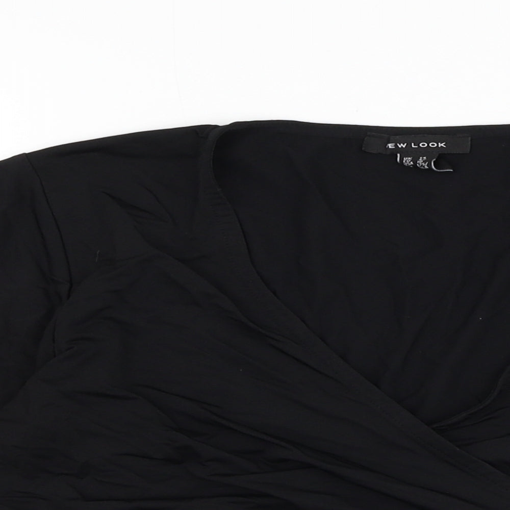 Womens UK Size 14 New Look Black Wrap Blouse