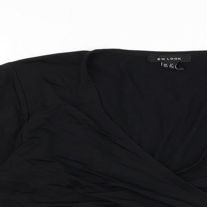 Womens UK Size 14 New Look Black Wrap Blouse