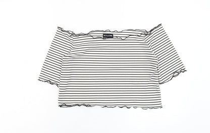 Womens UK Size 16 PRETTYLITTLETHING White Cropped Blouse