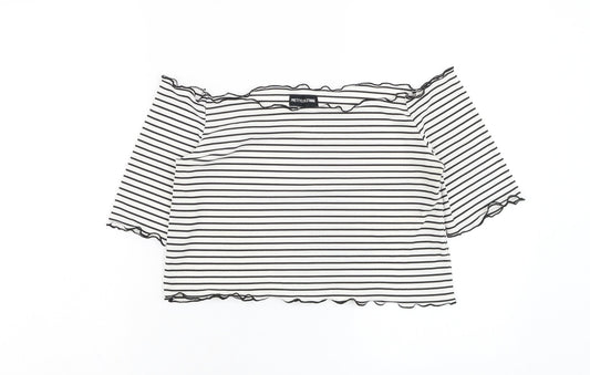 Womens UK Size 16 PRETTYLITTLETHING White Cropped Blouse