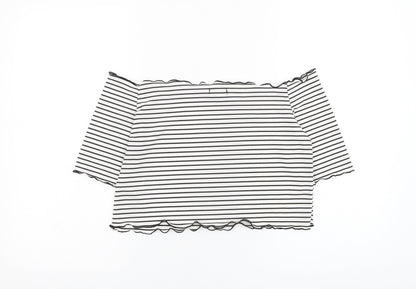 Womens UK Size 16 PRETTYLITTLETHING White Cropped Blouse