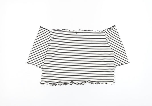 Womens UK Size 16 PRETTYLITTLETHING White Cropped Blouse