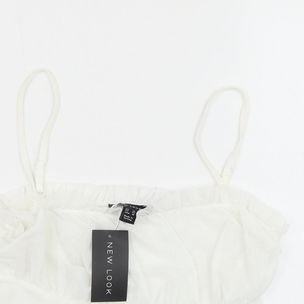 Womens UK Size 14 New Look White Cropped Tank